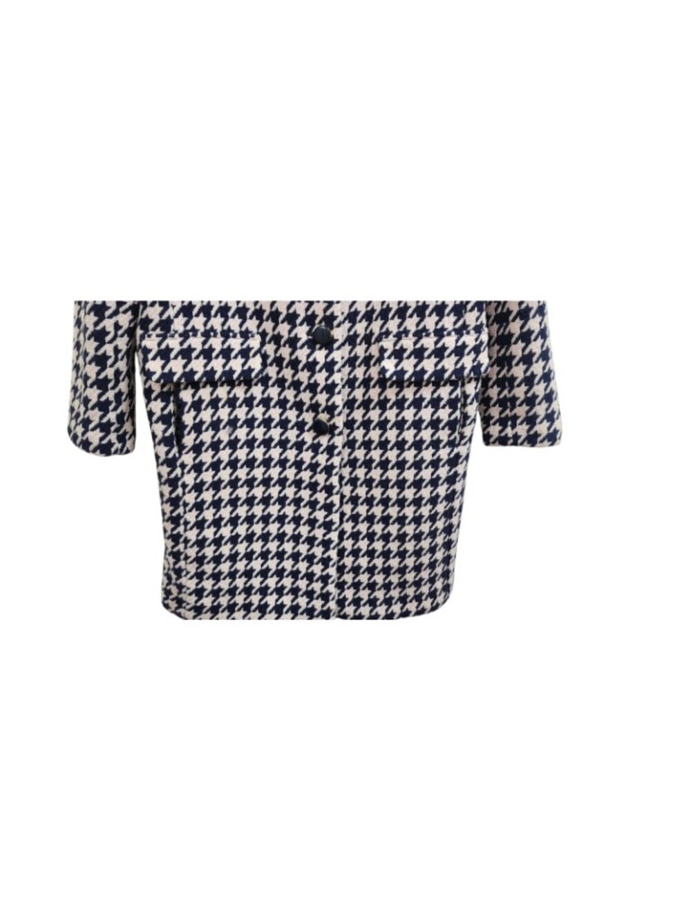 Kate Spade New York Houndstooth Coat Womens M Wool Blend Navy Ivory Button Front - Picture 4 of 16
